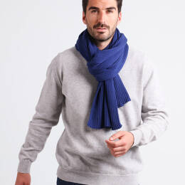 Écharpe homme cachemire et laine bleu