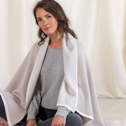 Plaid jacquard en laine mérinos beige