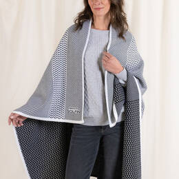 Plaid jacquard en laine mérinos noir