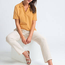 Pantalon femme coton lin beige