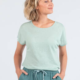 Top femme fluide en lin vert d'eau