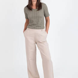 Pantalon femme large lin beige