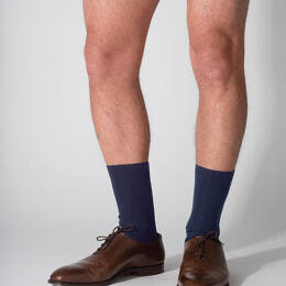 Mi-chaussettes mixte en laine sans élastique bleu marine