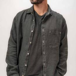 Chemise lin anthracite