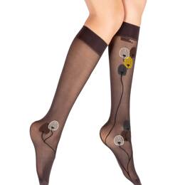 Mi-bas femme 30D prune monnaie du pape jaune