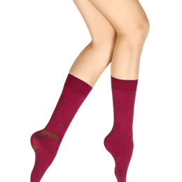 Mi-bas femme 40D Albizia - Fuchsia/Kaki/Gris