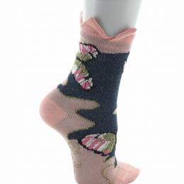 Chaussettes enfant papillons et couronne rose