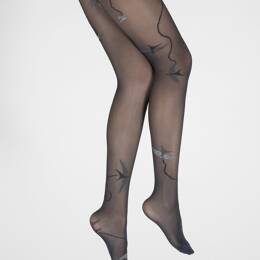 Collants 30D marine Hirondelles grises