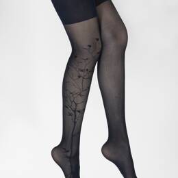 Collants 40D Arbre et Dentelle marine