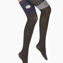 Collants 60D Pois Asymétriques noir et gris