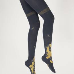 Collants coton femme feuilles d'or