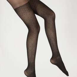 Collants Dentelle et Jarretière fond Noir