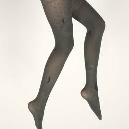 Collants femme 40D poissons kaki, noir et bleu marine