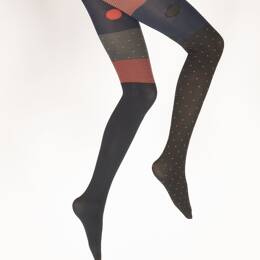 Collants femme 60D pois et rayures marine et rouge