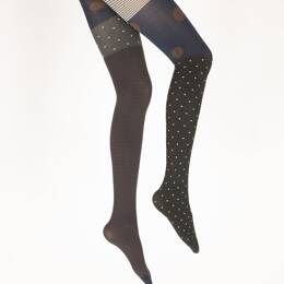 Collants femme 60D pois et rayures noir et marine