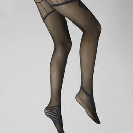 Collants sexy et chics Noir et Nœuds Marine