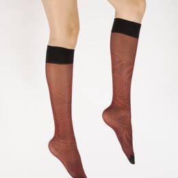 Mi-bas 30D femme maille irisée rouge