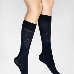 Mi-bas 40D Arbre marine en Maille Dévorée ton sur ton