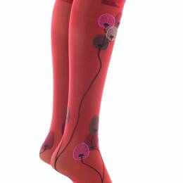 Mi-bas femme 30D rouge monnaie du pape rose