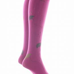 Mi-bas femme 40D Albizia - Fuchsia/Kaki/Gris