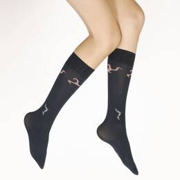 Mi-bas femme 40D marine mouette grise
