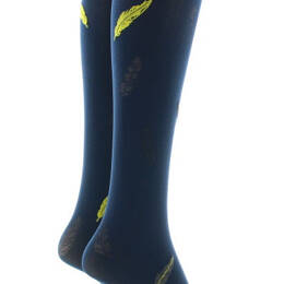 Mi-bas femme 40D plume bleu marine et jaune