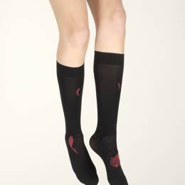 Mi-bas femme 40D poissons noir et rouge