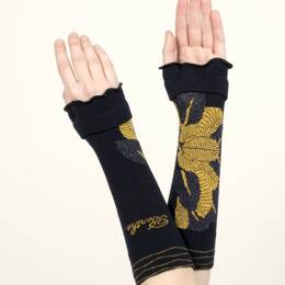 Mitaines femme coton feuilles d'or