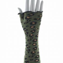 Mitaines femme coton motif Léopard Kaki | Berthe Aux Grands Pieds