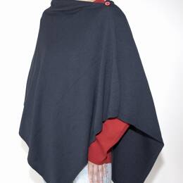Poncho en pure laine mérinos femme - Marine chiné - Fabriqué en France