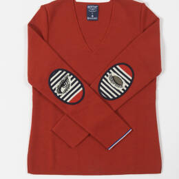 Pull marin Femme Rouge Oeil col V
