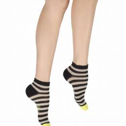 Socquettes coton femme rayures demi picot