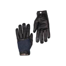 Gants homme en cuir noir et jean doublé cachemire