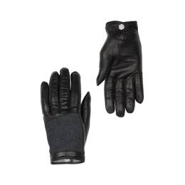 Gants femme en cuir noir et jean doublé cachemire