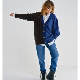 GILET TORSADE BLEU ET MARRON