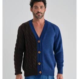 GILET TORSADE BLEU ET MARRON