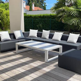 SUN PACK CANAPE EXTERIEUR COZIP | 2 Fauteuils d'angle 80x80x40cms + 4 Fauteuils 80x80x40cms+ 1 pouf 40x40x40cms +1 pouf 80x80x40cms + 1 Housse de protection