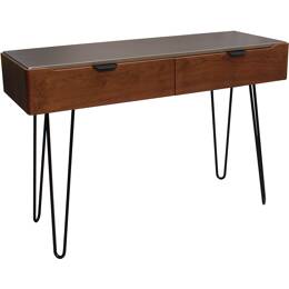 Console noyer massif et laqué 2 tiroirs