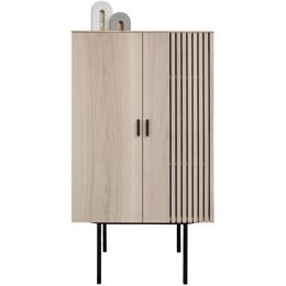 Armoirette tasseaux chêne massif et métal 2 portes