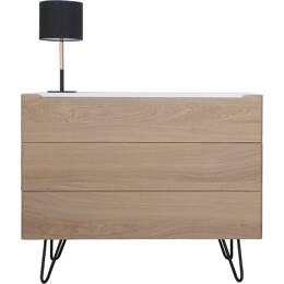 Commode chêne massif et laqué 3 tiroirs