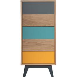 Chiffonnier chêne massif et laqué 5 tiroirs