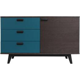 Buffet chêne anthracite massif et laqué 3 tiroirs 1 porte