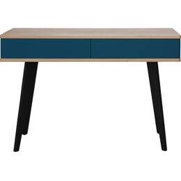 Console chêne blanchi massif et laqué 2 tiroirs