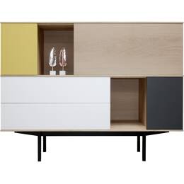 Buffet chêne massif et métal 3 portes 2 tiroirs