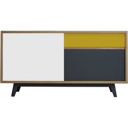 Buffet chêne massif et laqué 3 coulissants