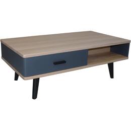 Table basse chêne massif et laqué 2 tiroirs