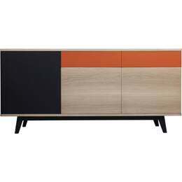 Buffet bois massif et laqué 2 tiroirs 3 portes