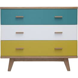 Commode chêne massif et laqué 3 tiroirs