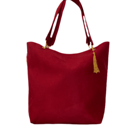 Sac cabas en suédine rouge Azalée