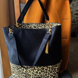 Sac cabas bicolore Léopard